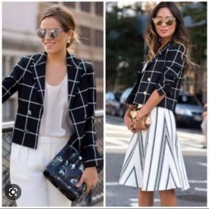 Express Open Front Blazer Windowpane 8